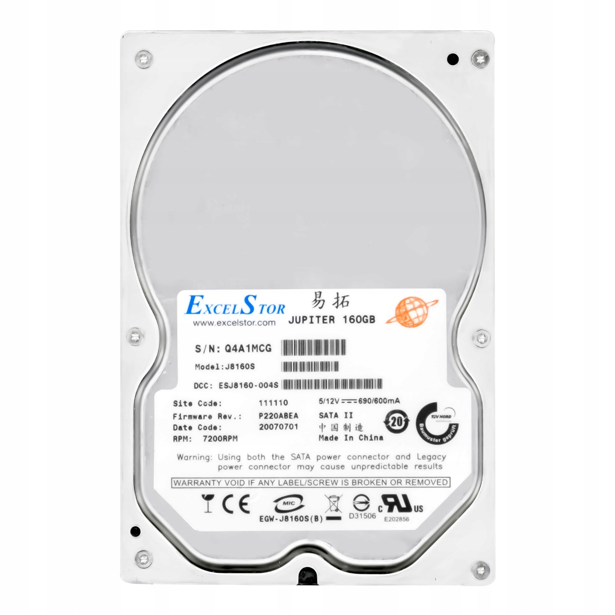 Excelstor 160GB 7.2K 8MB Sata II 3.5'' J8160S