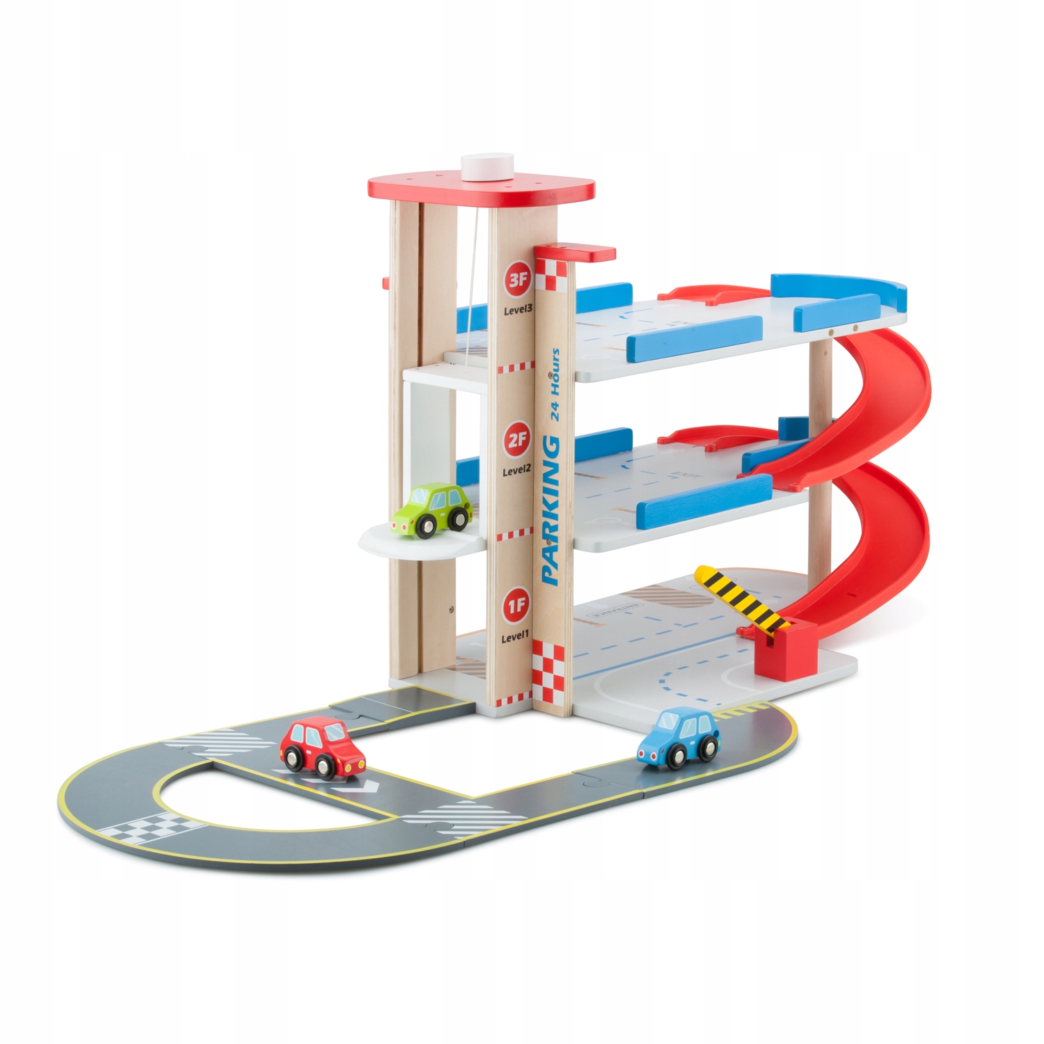 New Classic Toys Drewniany Garaż Z Torem I Autami 3 Szt