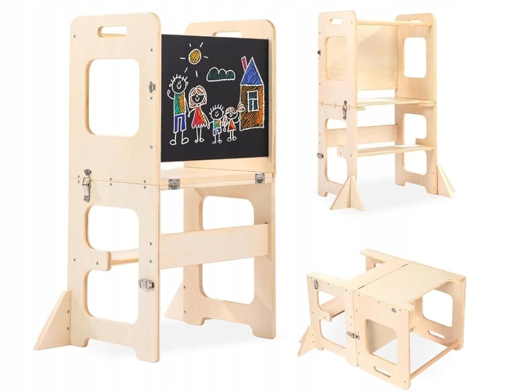 Kitchen Helper Wieża edukacyjna Montessori Labebe 3 w 1 stolik tablica