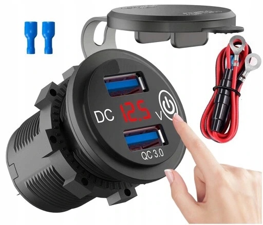

Ładowarka Motocykl 2 Usb QC3.0 Woltomierz Przycisk