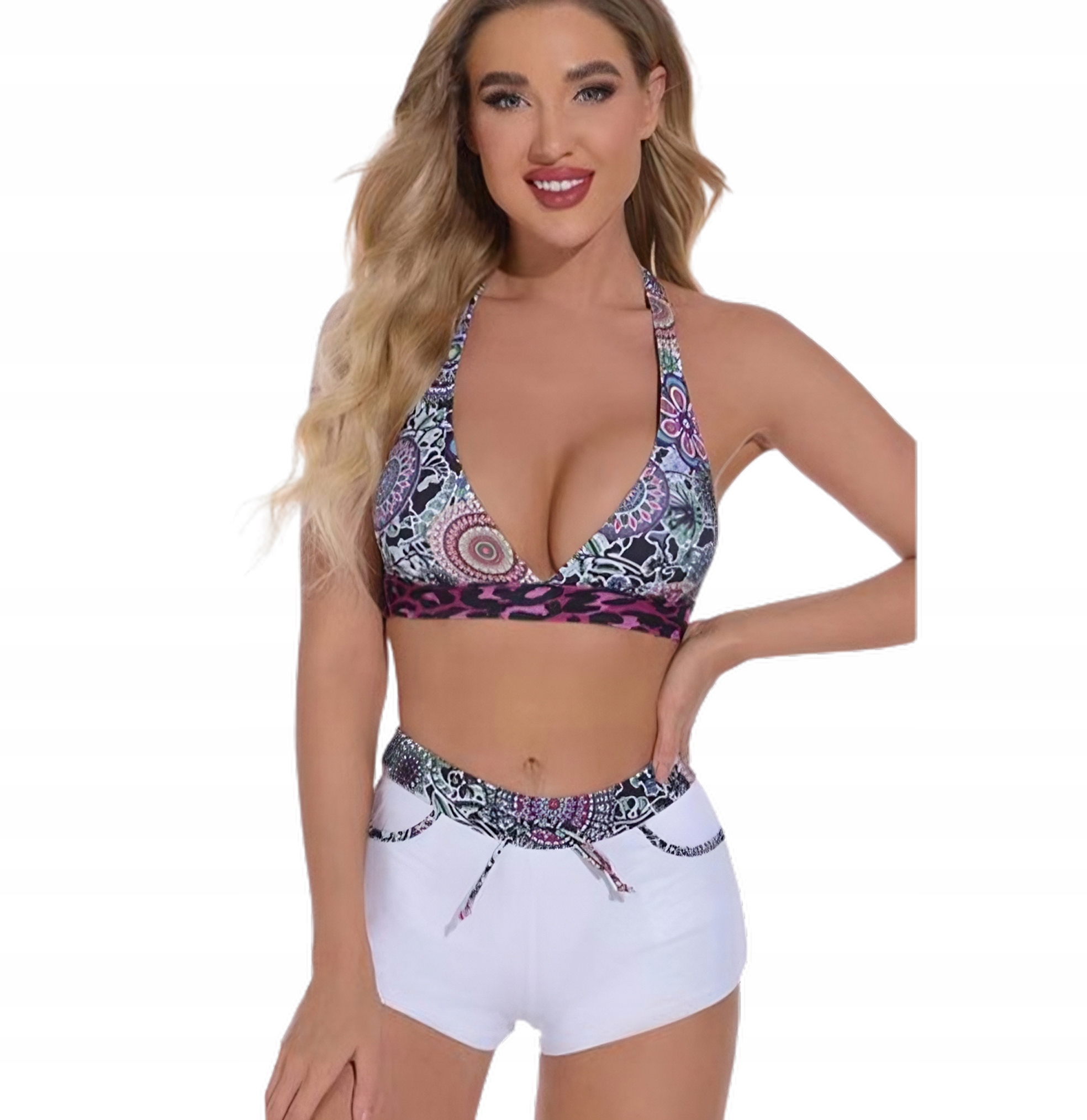 STRÓJ KĄPIELOWY DWUCZĘŚCIOWY PUSH UP SPODENKI PLUS ZE SPODENKAMI Rozmiar XL