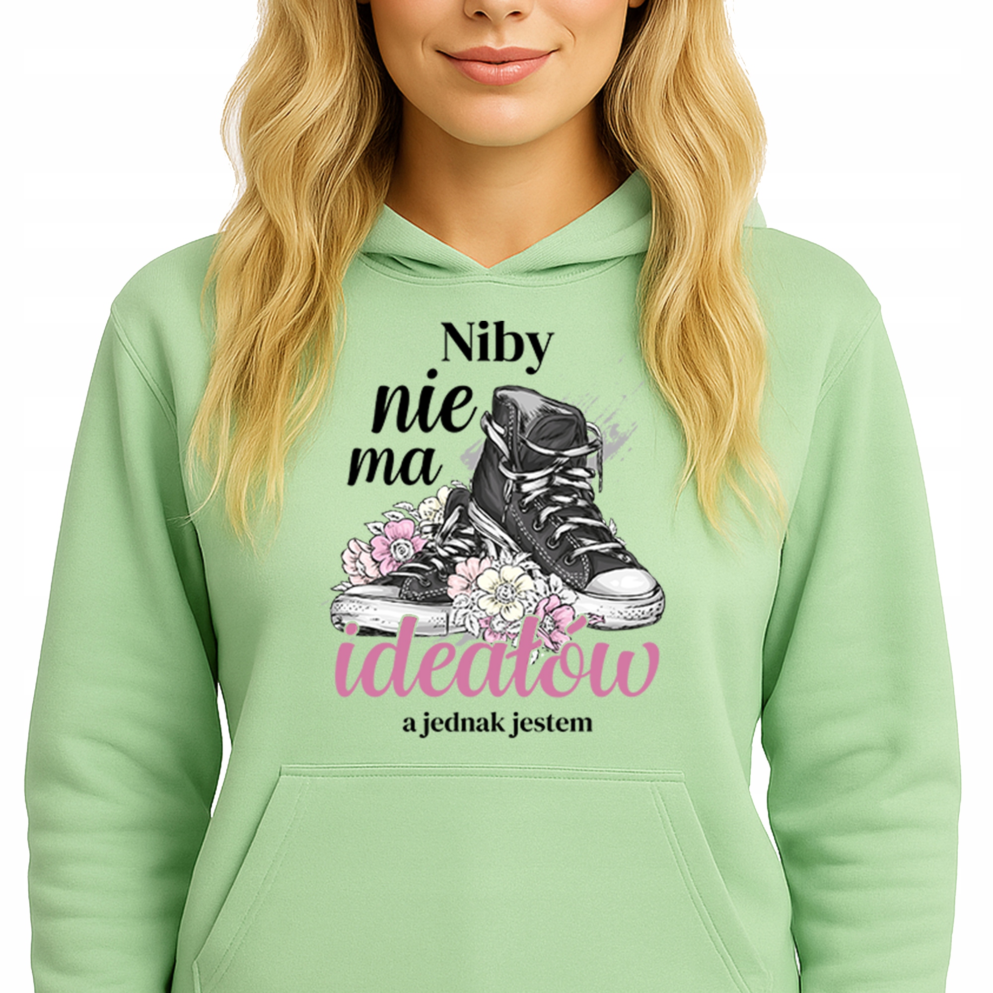 Mikina S Kapucí Zelená bavlněná mikina Neexistují žádné ideály S