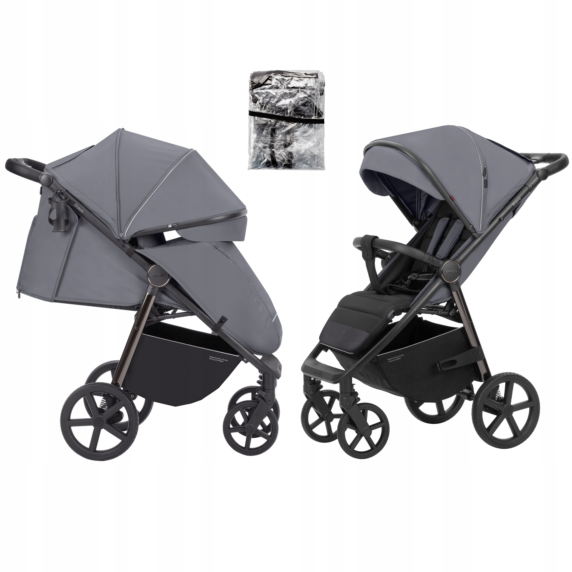 WÓZEK CARELLO BRAVO PLUS WÓZEK SPACEROWY OKRYCIE FOLIA STORM GREY