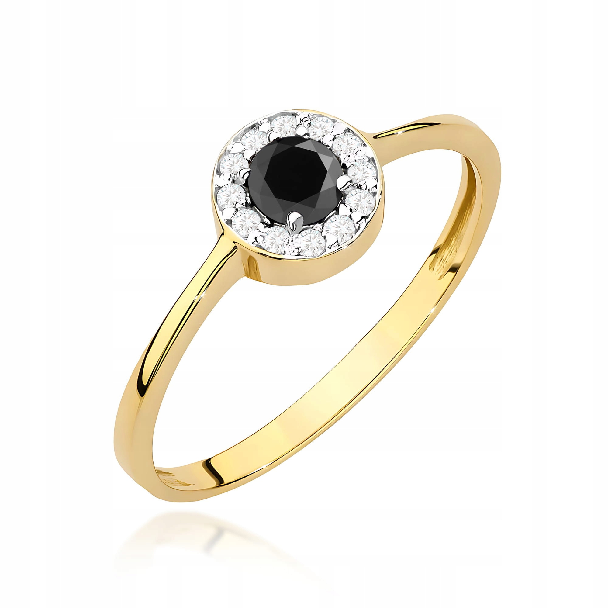 Zlatý prstýnek 585 s černým diamantem a diamanty 0.30 ct