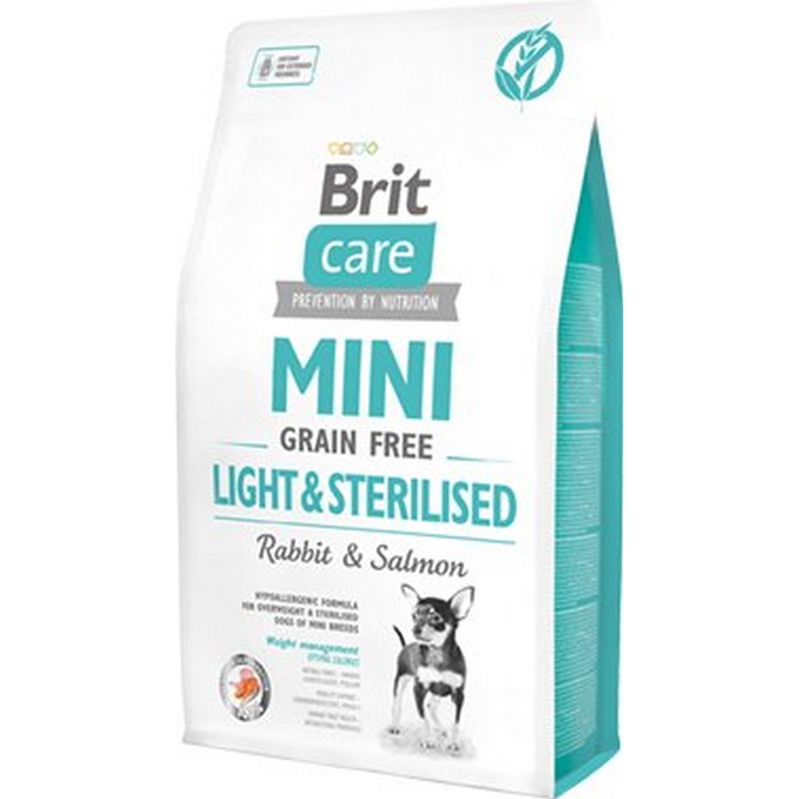 Suché krmivo pro psy Brit Care Mini Light&amp;Sterilised králík s lososem 2
