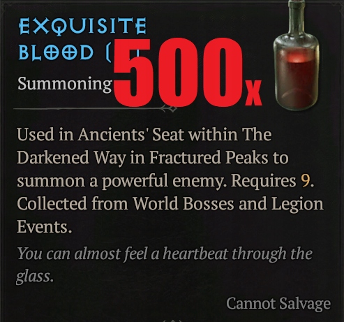 500x Exquisite Blood Wykwintna Krew Diablo 4 Sezon 4 Lord Zir Loot Reborn