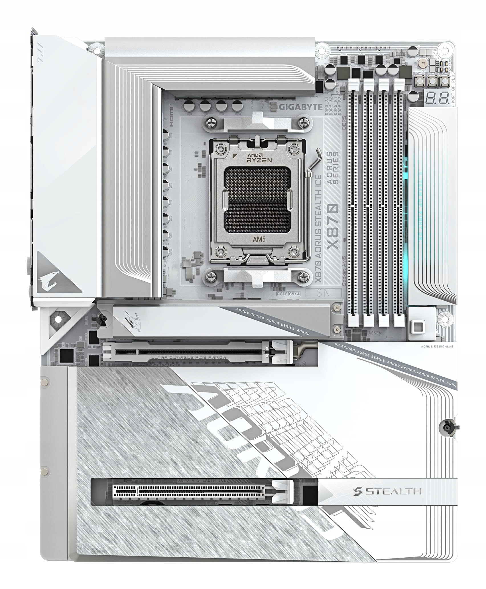 GIGABYTE X870 AORUS Stealth Ice Płyta Główna Ryzen 9000 WiFi 7 USB 4 — miniatura 2