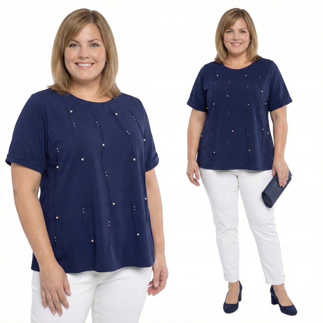 Grantowa bluzka z perłami plus size rozmiar 60/62