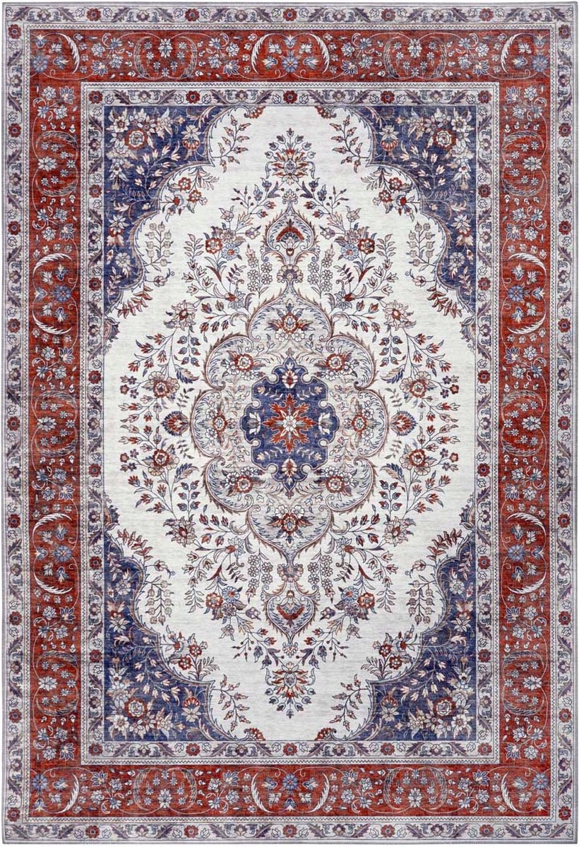 Červený orientálny koberec do obývačky, plochý koberec Vintage 120x170 cm