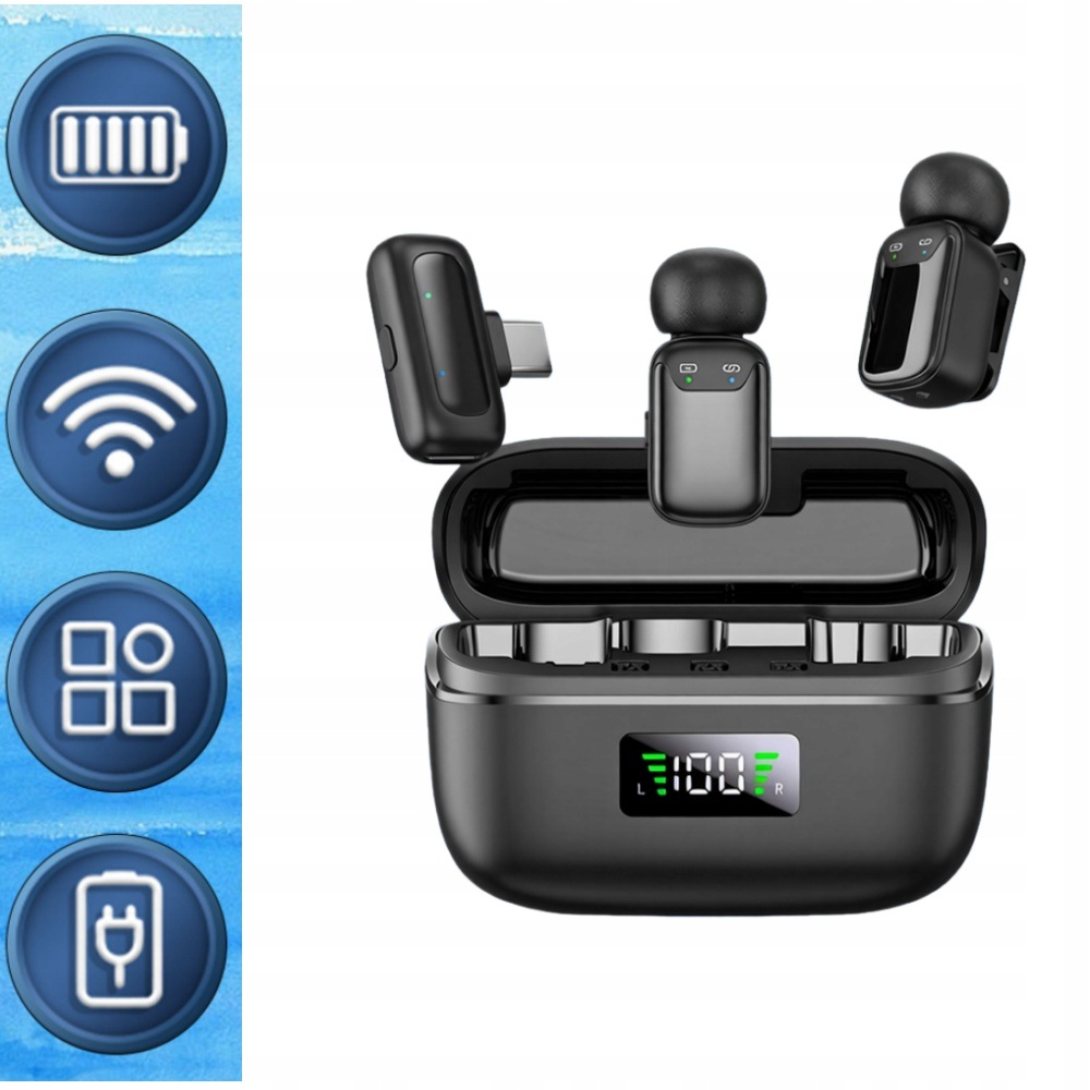 Bezdrátový Kravatový Mikrofon Mini Usb Usb-c Černý Pro Počítač