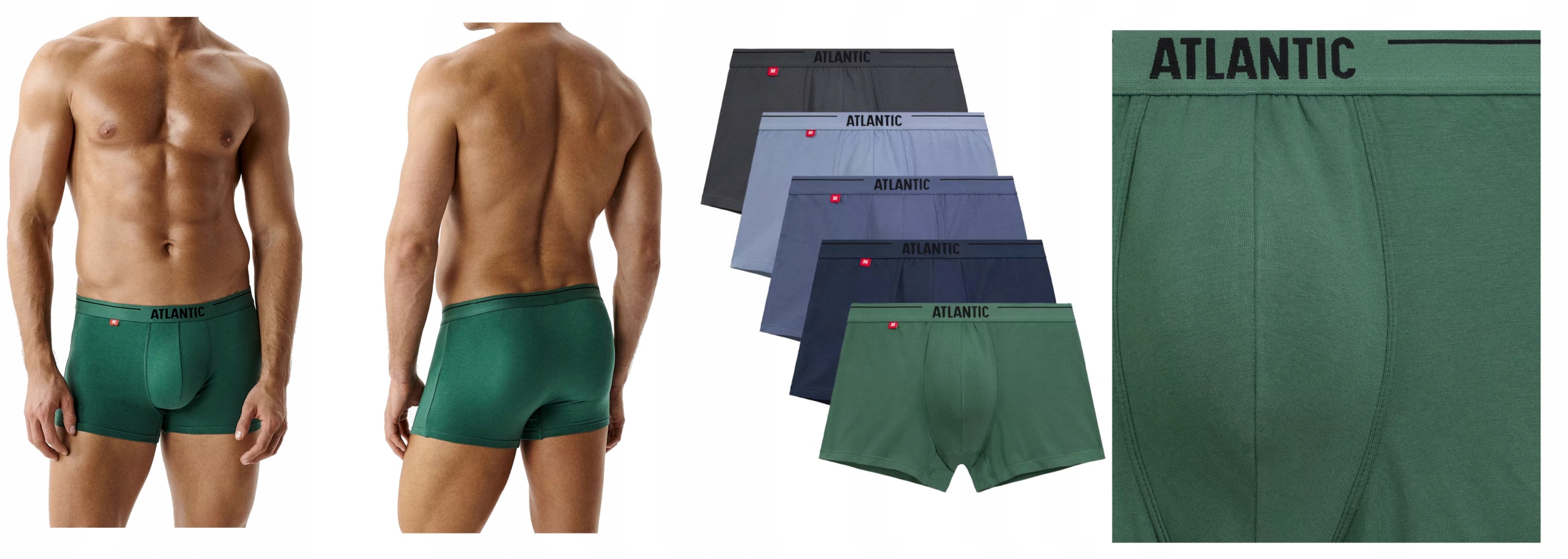 Pánské Spodní Prádlo Atlantic Boxerky Šortky 5-PACK 5SMH-004 DEN/IND/ZELENÝ5 L