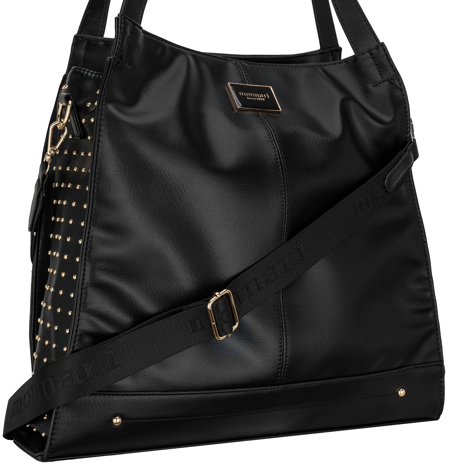 Monnari Torebka Damska Czarna Na Ramię Shopper Dżety Premium Pojemna A4