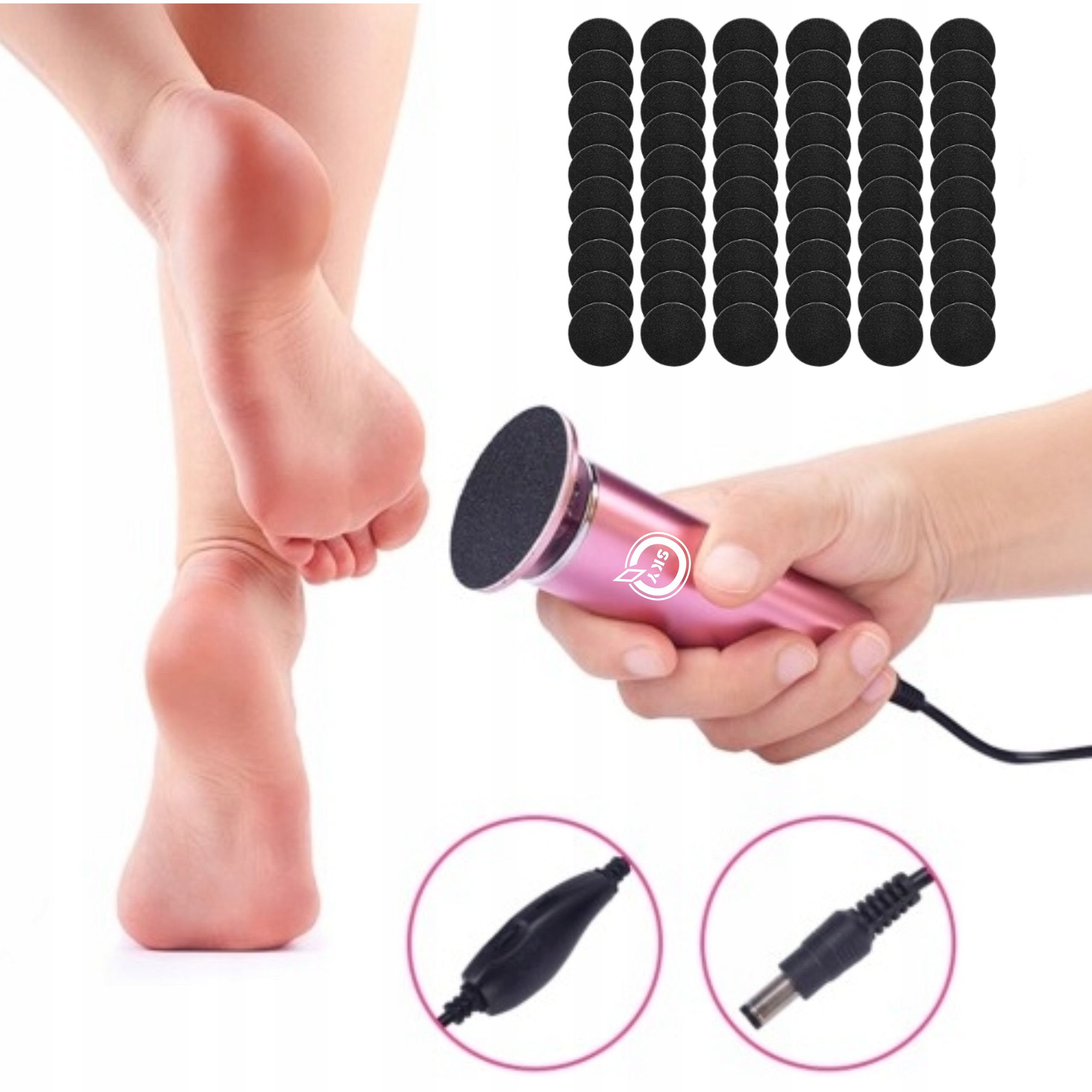 Pilnik Elektryczny Frezarka Do Stóp Pięt Tarka Zestaw Usb 60 Wkładów