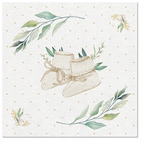 

Serwetki Flizelinowe na Chrzest Zielone Listki 50