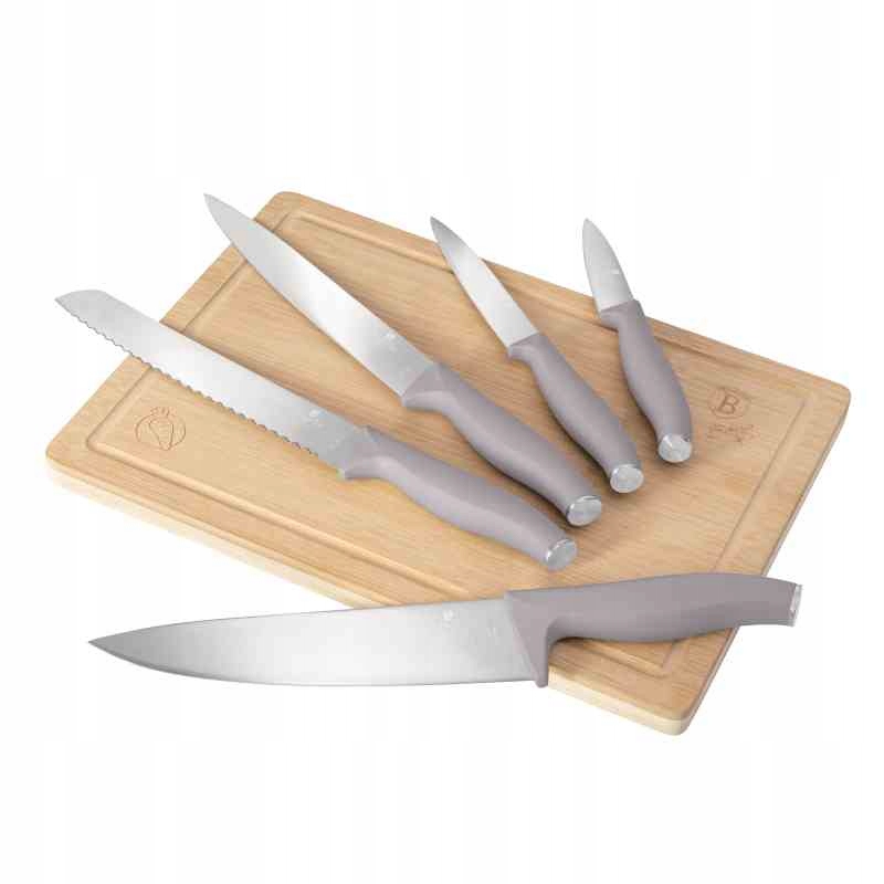 Berlingerhaus Sada nožů s prkénkem 6 ks Taupe Collection BH-2967