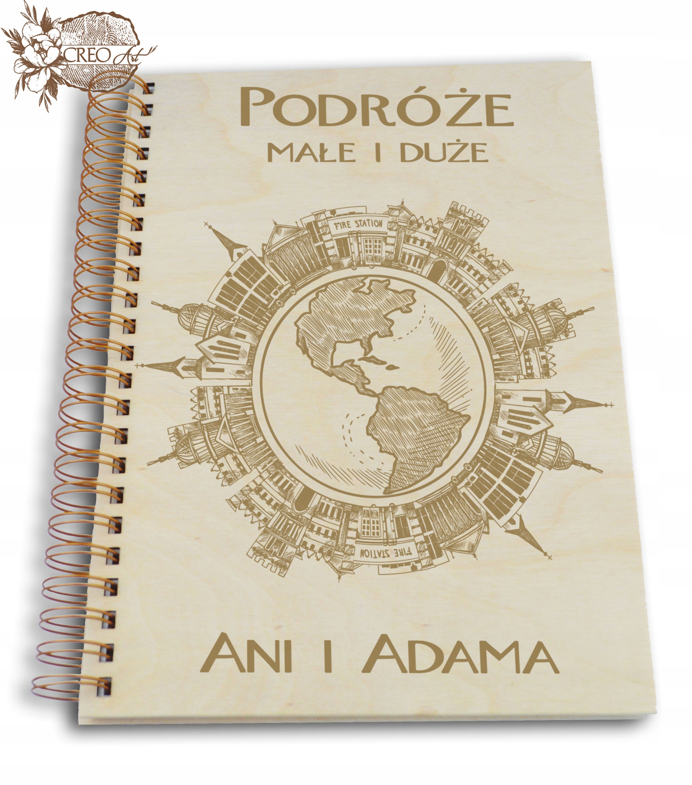 

Album drewniany na spirali Podróże, WAKACJE-pion