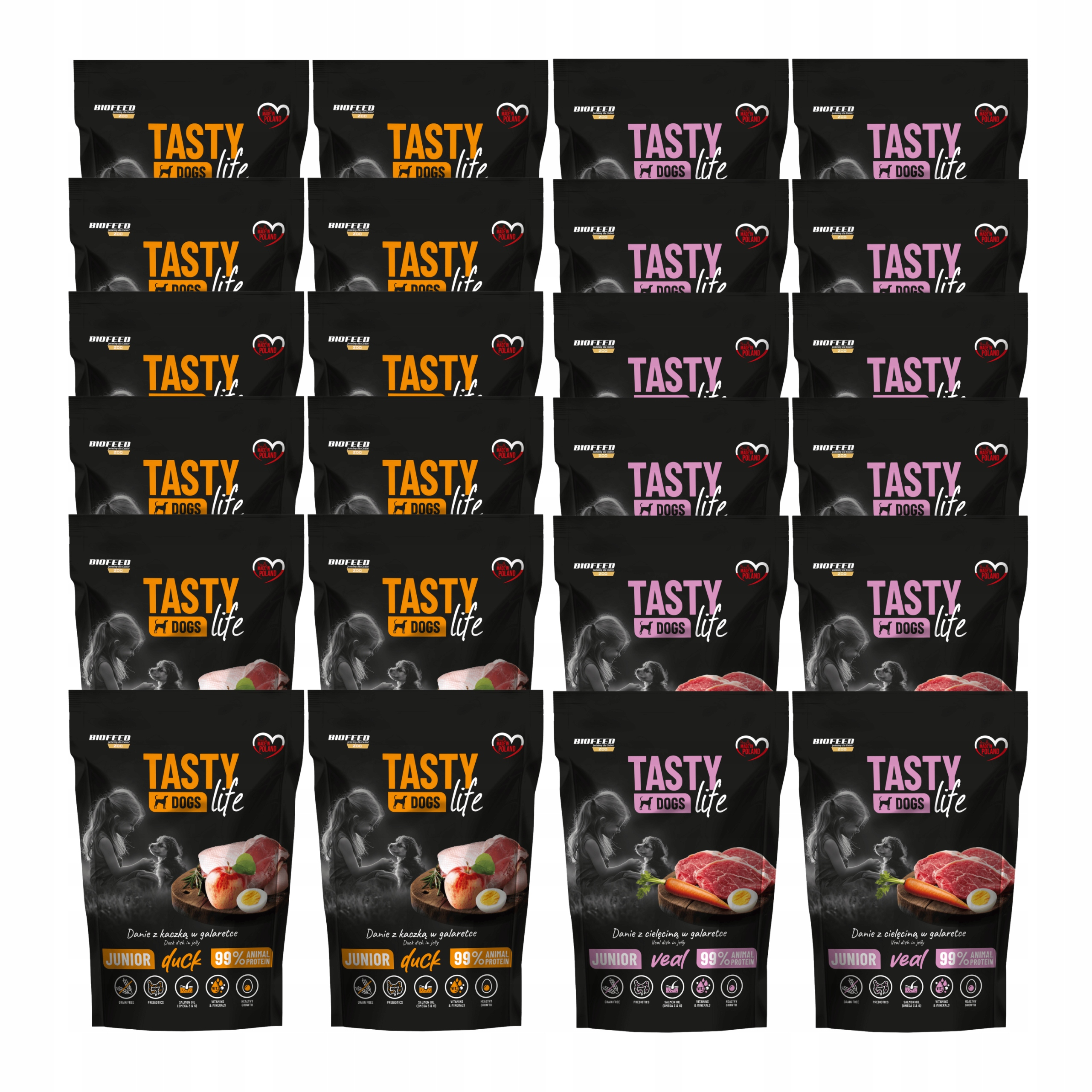 Levně Krmivo pro štěňata Biofeed Tasty Life Junior mix chutí 24 x 500 g