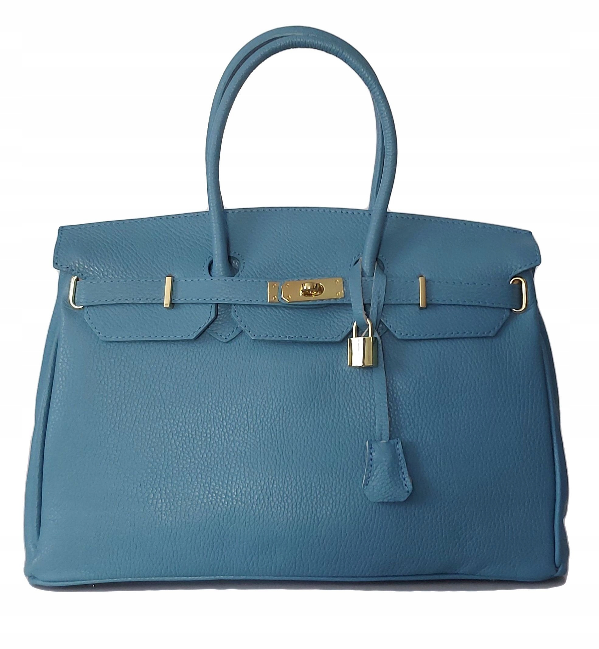 Duża włoska torba A4 shopper kłódka Pastelowa