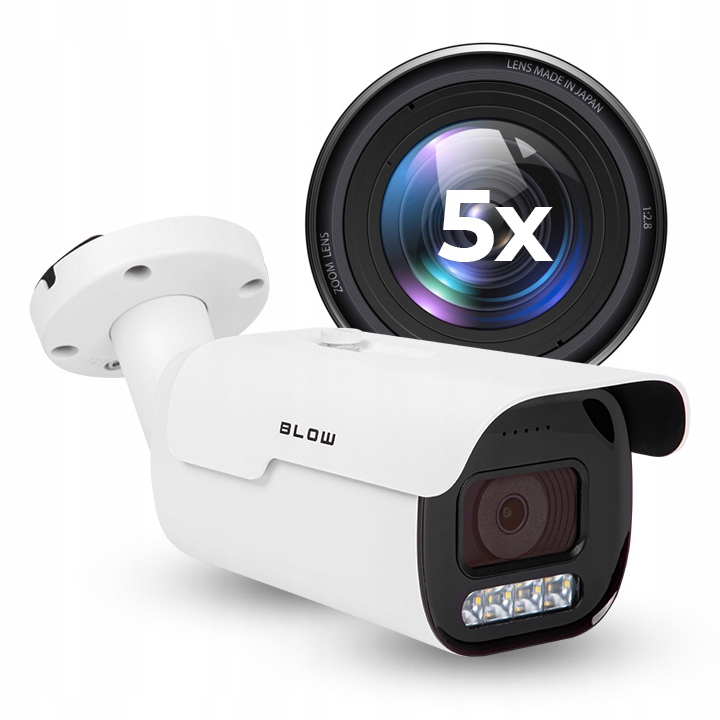 IP kamera BLOW 5MP MOTOZOOM x5 POE Kovov 40m IR Typ kamery iernobiela infraerven