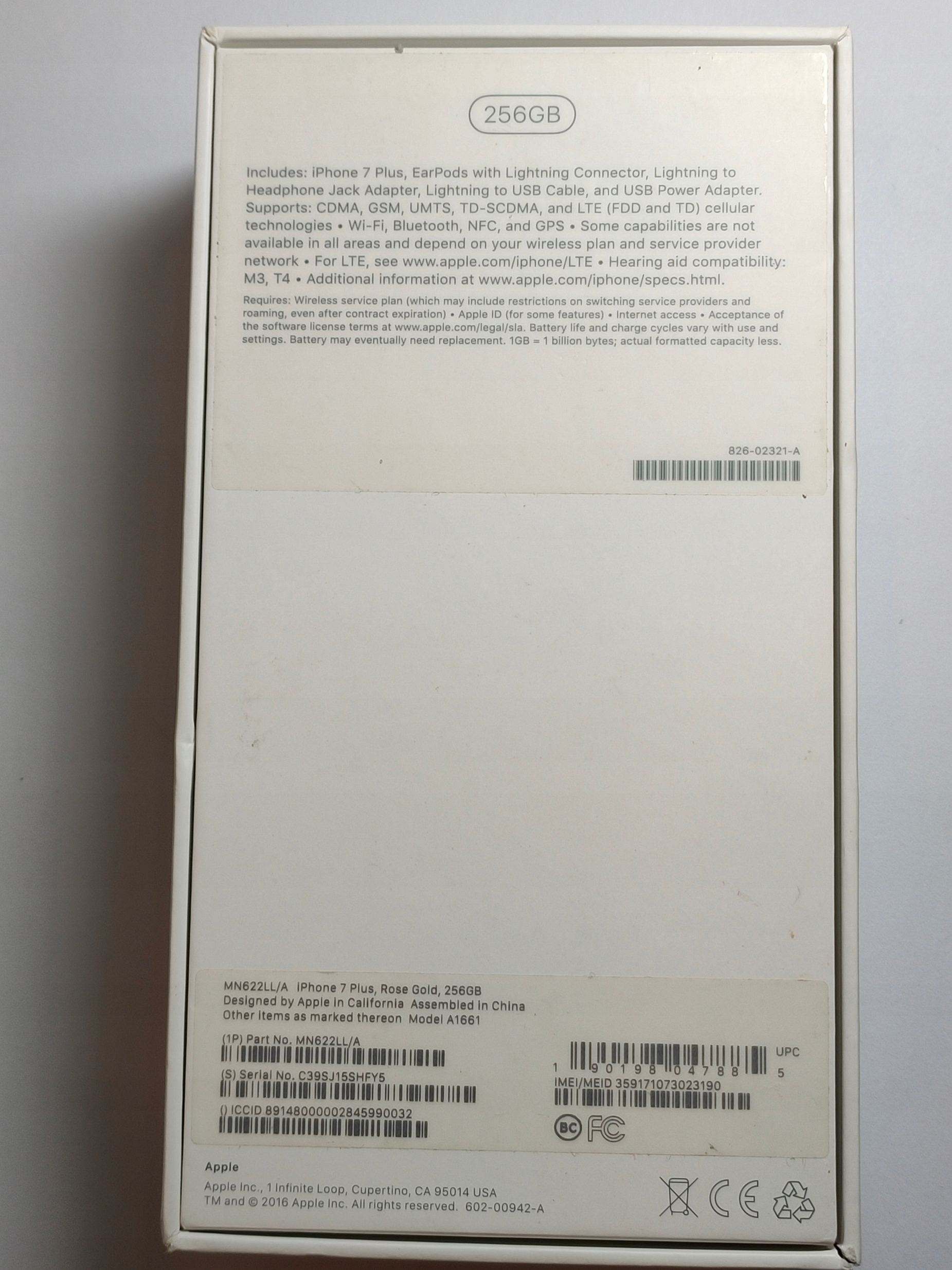 Pudełko Apple Iphone 7 Plus 256Gb Rose Gold Dedykowany model Apple Iphone