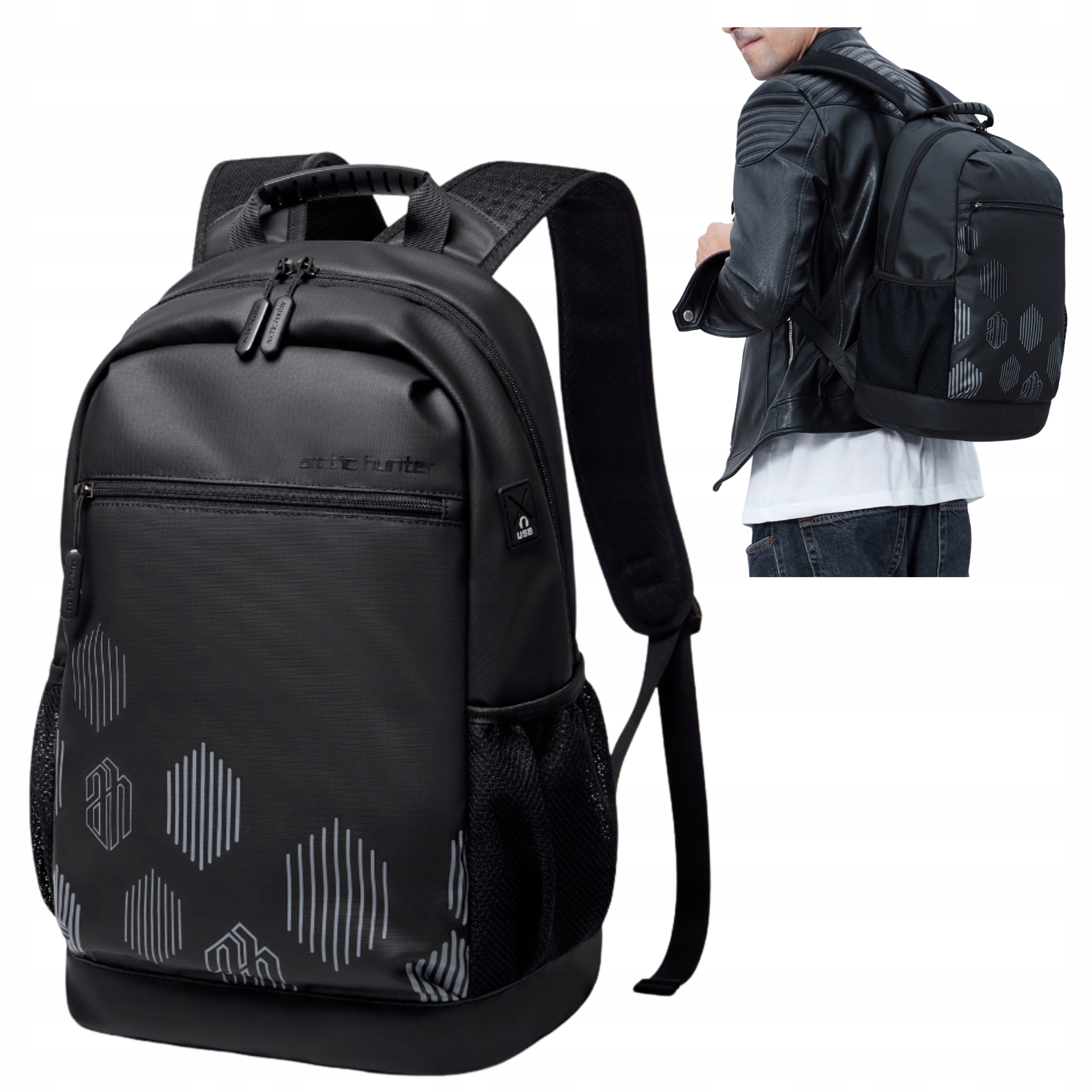 Batoh Černý Městský na notebook 15,6" stylový pro mládežnickou univerzitu