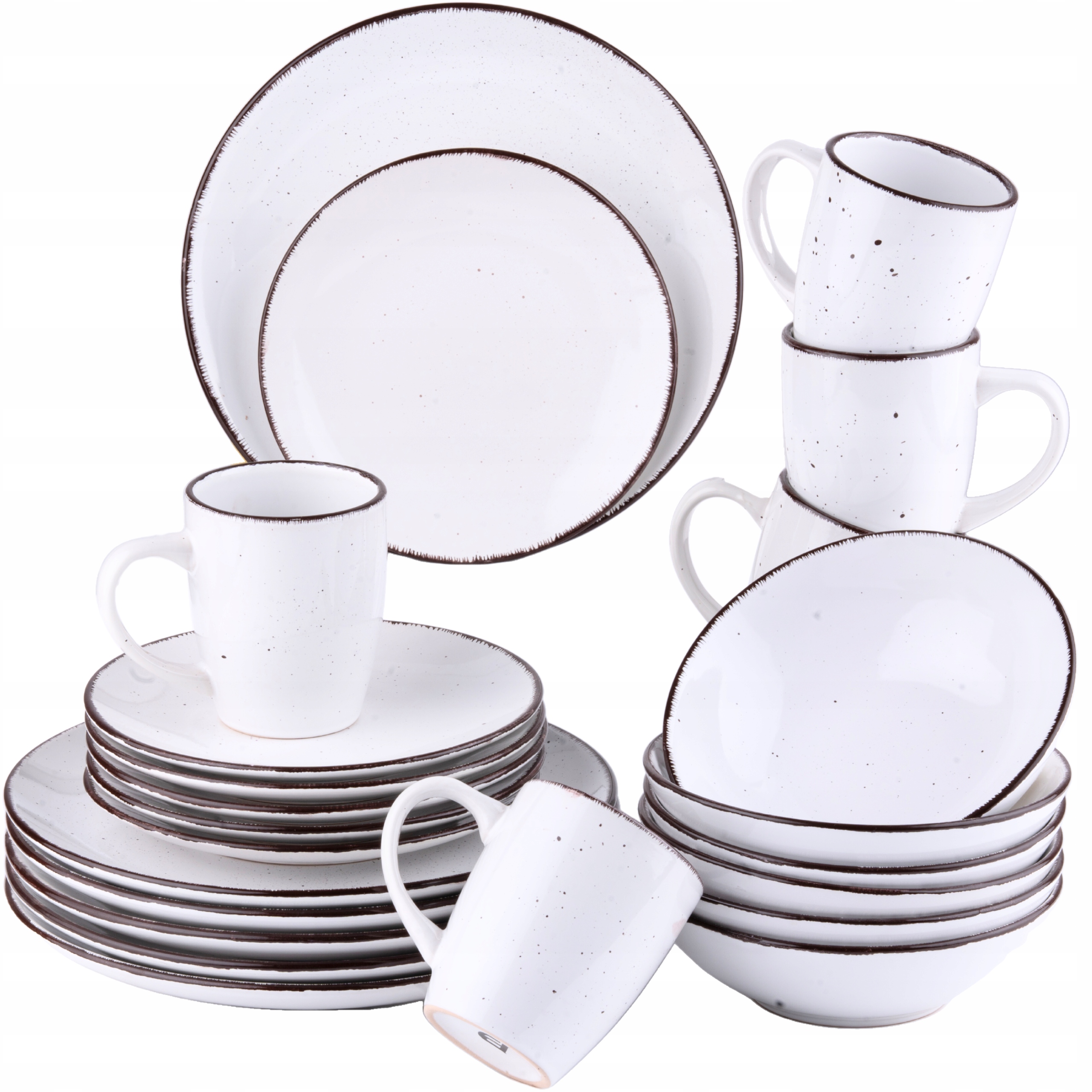 Jídelní Servis 6 Hrnků Obědový A Kávový Set 24 Kusů Kamionka Bílá