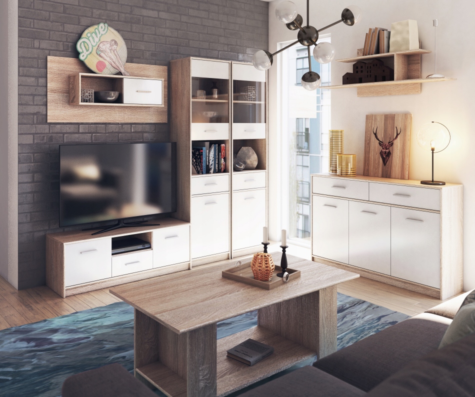 TIPS BIURKO 1s, DĄB SONOMA + BIAŁY - NOWOCZESNE ! Kolekcja TIPS