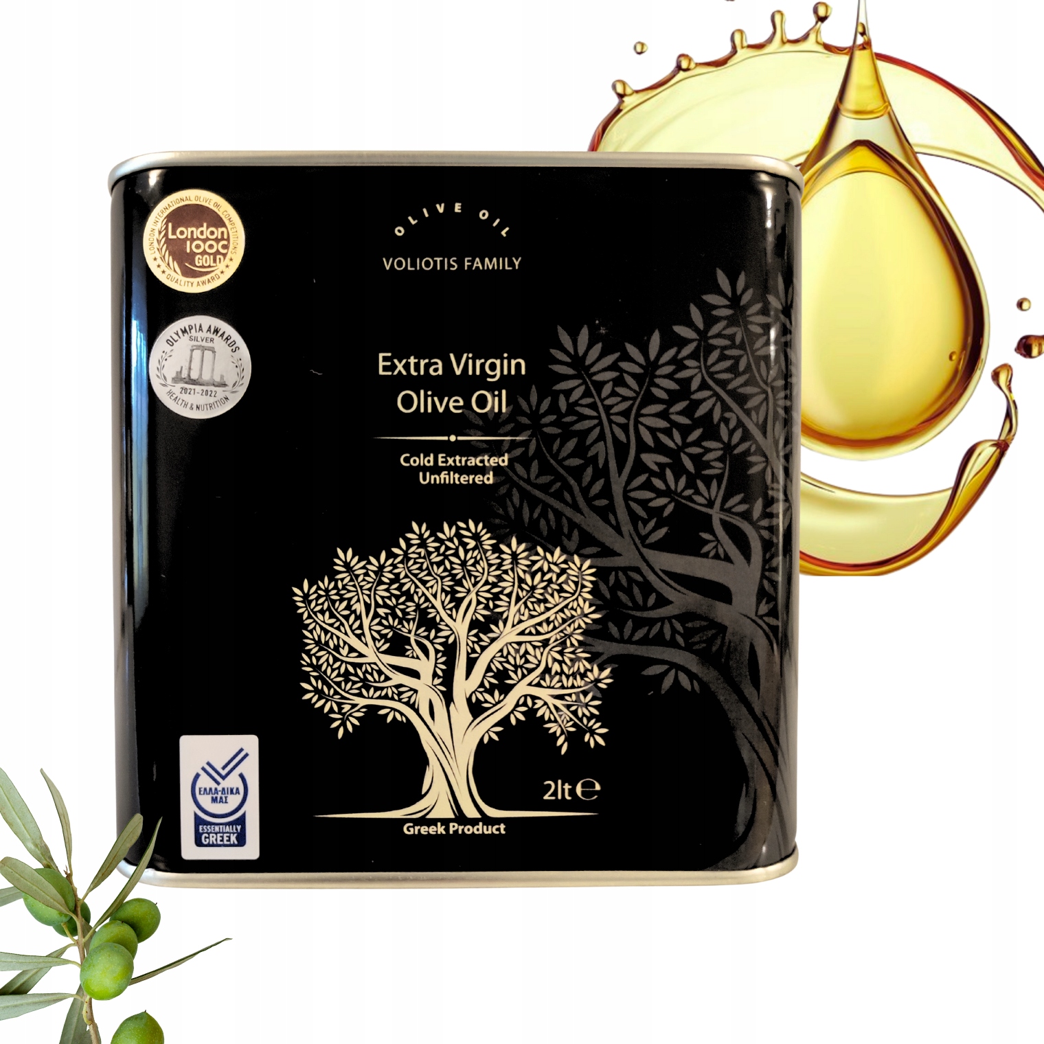 Oliwa Extra Virgin Grecka 2L Koroneiki E.voo Niefiltrowana 0,3 % zbiór24/25