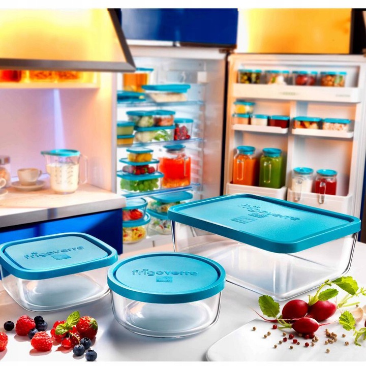 TALERZ DO WĘDLIN Z POKRYWĄ BORMIOLI FRIGOVERRE 27CM Kolor odcienie niebieskiego przezroczysty