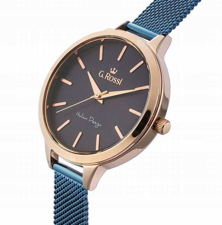Elegantní A Módní Dámské Hodinky G.rossi G.R10296 Na Modrém Meshi 35 mm
