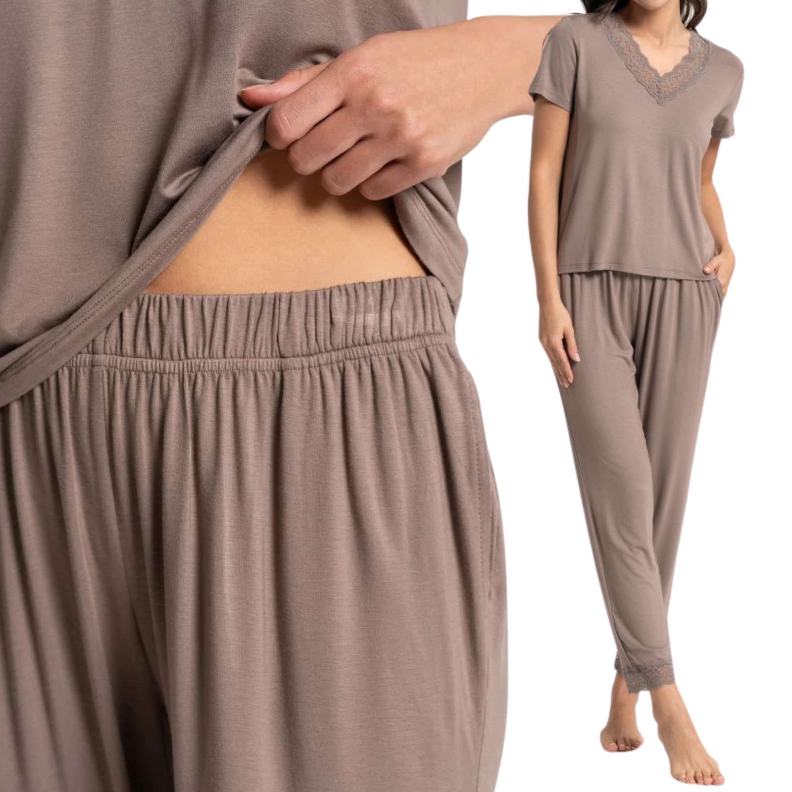 Piżama Damska Bambusowa z Długimi Spodniami Wiskoza Moraj XXL