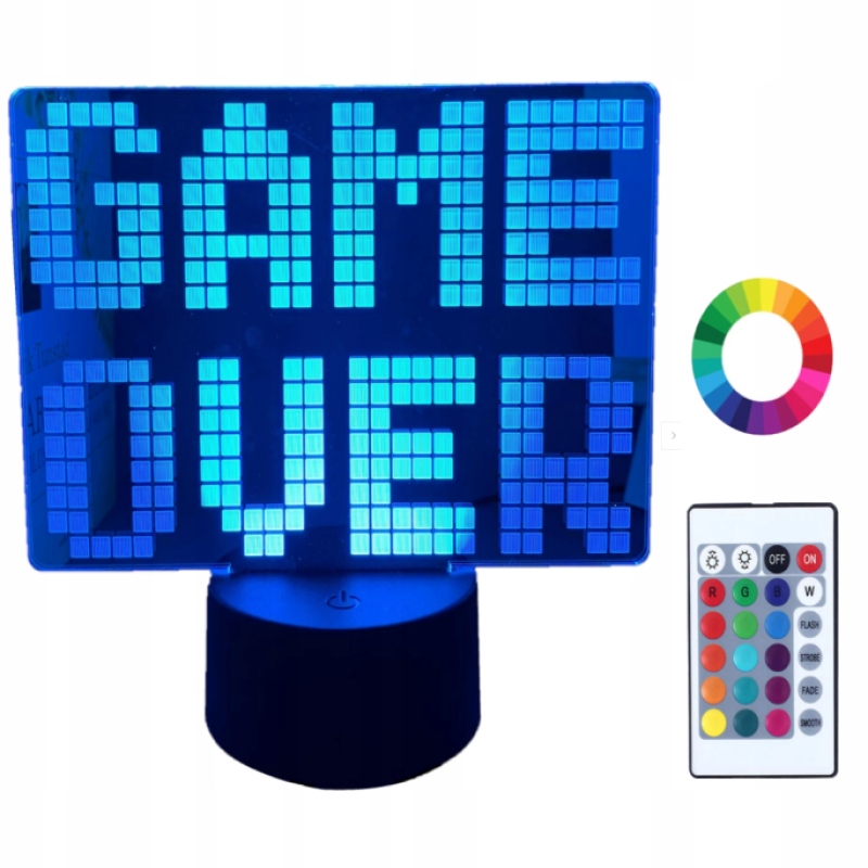 

Lampka Nocna 3D Led Pilot Game Over dla Graczy