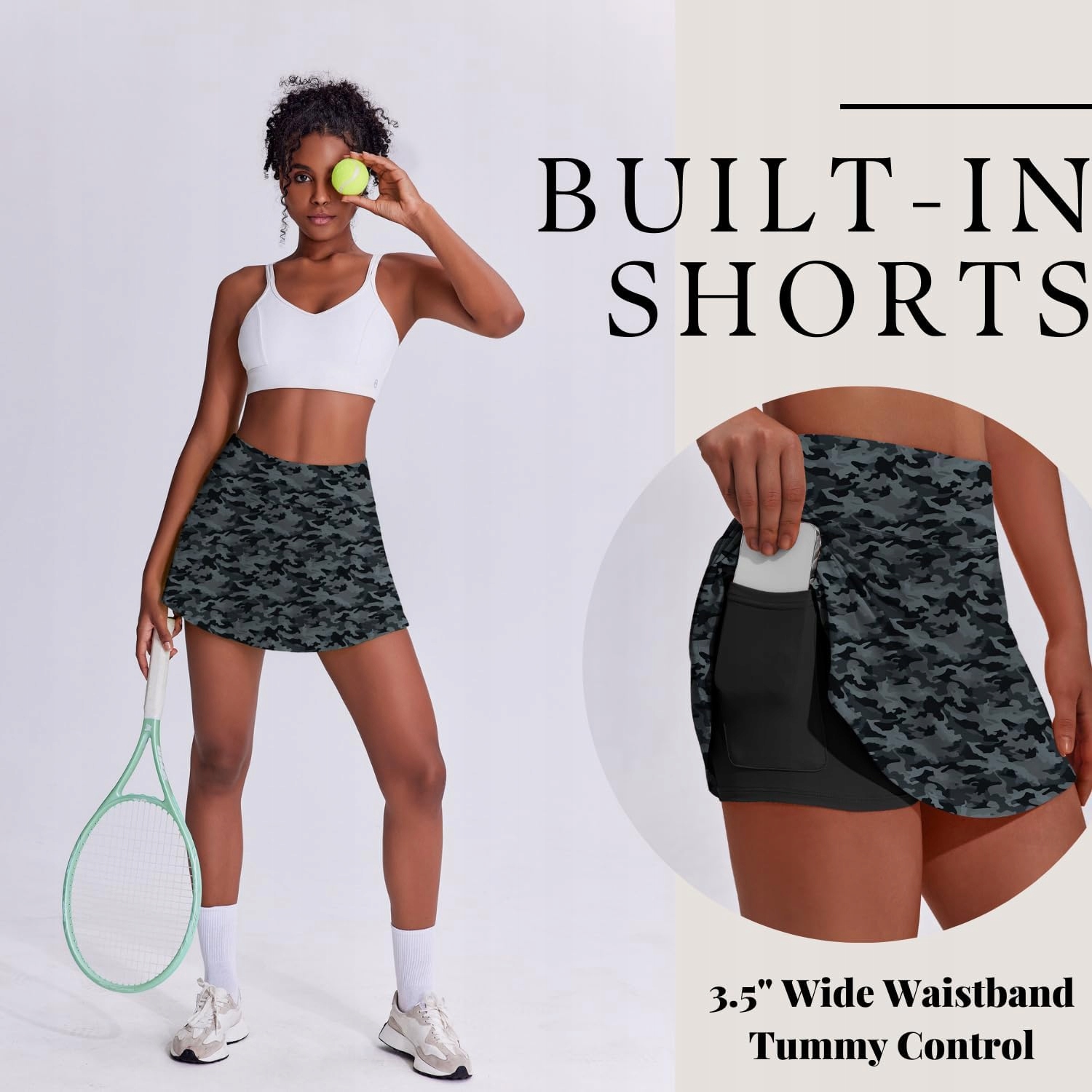 SPÓDNICZKI TENISOWE DLA KOBIET PLISOWANE LEKKIE SPÓDNICZKI SPORTOWE Materiał dominujący poliester