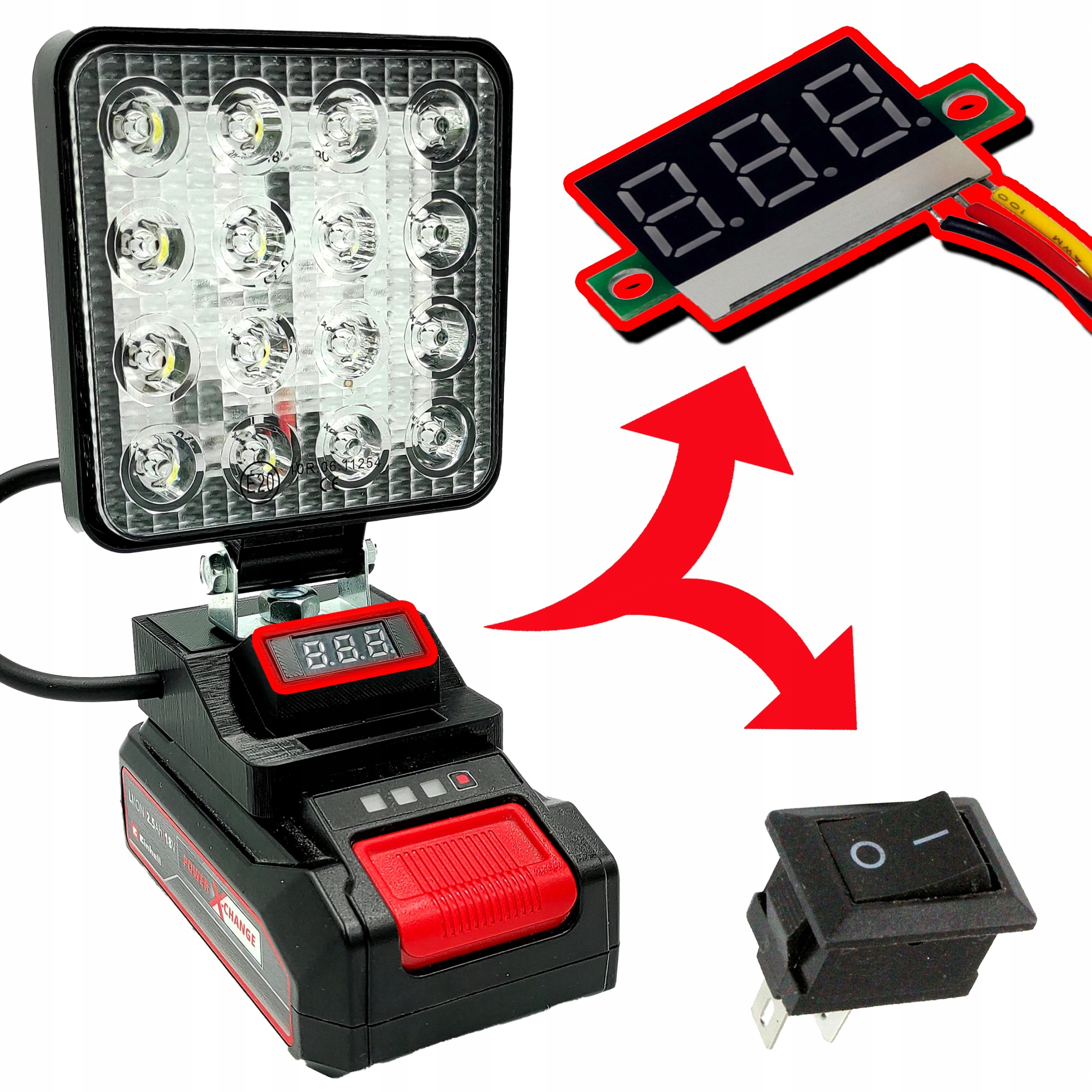 РАБОЧИЙ ГАЛОГЕН EINHELL 18V ВОЛЬТМЕТР