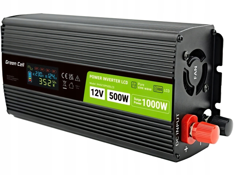 Przetwornica Green Cell INVGC12P500LCD 12V/230V 500W/1000W