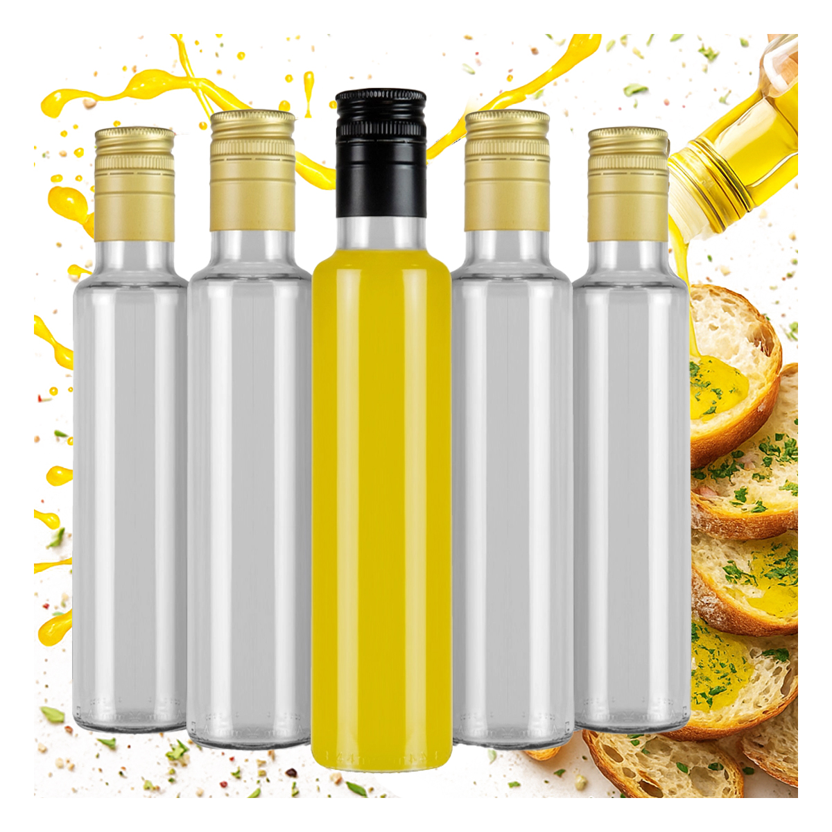 50 x Skleněné lahve Dorica 250 ml Bezbarvá Skleněná Lahvička na olivový Ocet