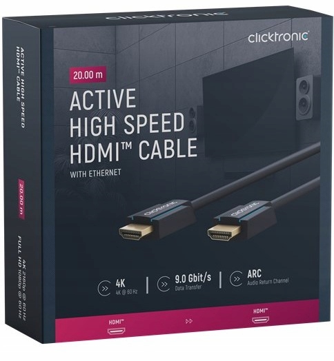Clicktronic Aktívny kábel Hdmi 2.0 4K 60Hz 20 m