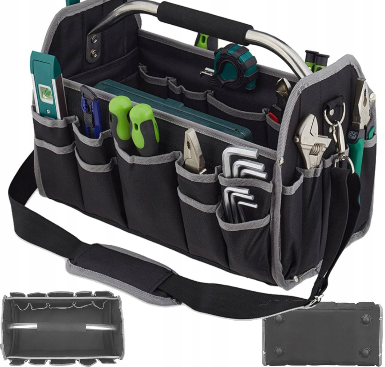 Torba Narzędziowa 41×22×27 cm Nylon Wodoodporna Uchwyt Alu Tkanina Oxford