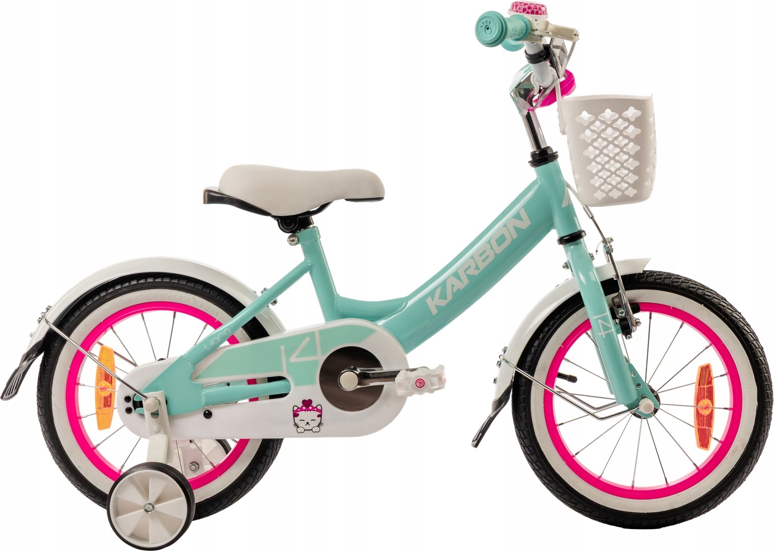 Rower Karbon Tiara 14 cali Miętowy Dla dziewczynki Miętowy
