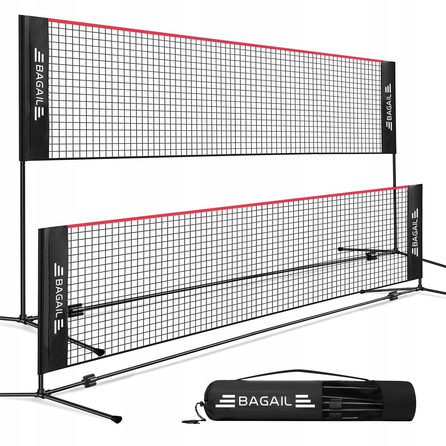 Bagail Składana Siatka Sportowa 5,2 m – Regulowana Wysokość 85–155 cm