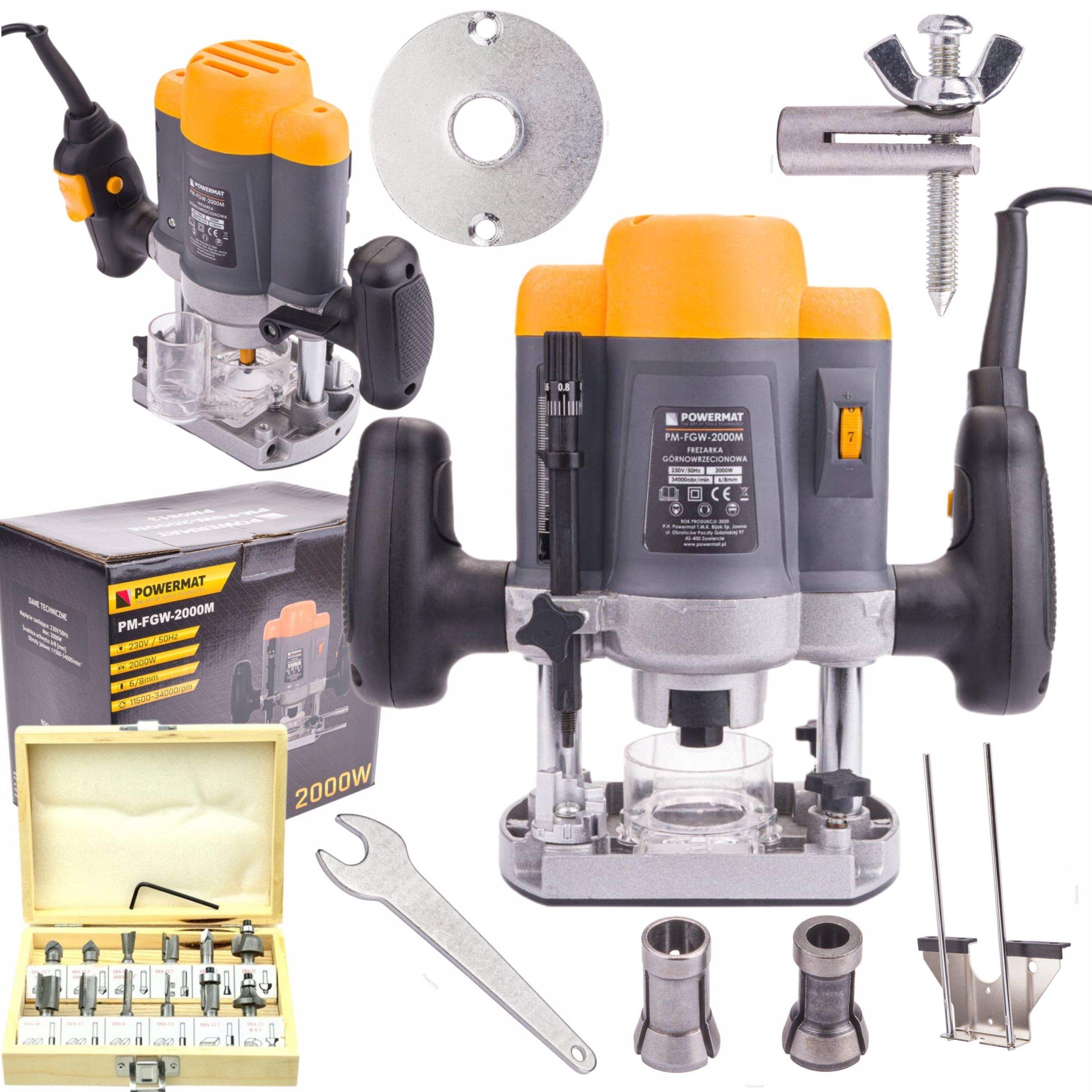FREZARKA GÓRNOWRZECIONOWA KRAWĘDZIOWA WYCINARKA 2000W 6/8mm +12 FREZÓW