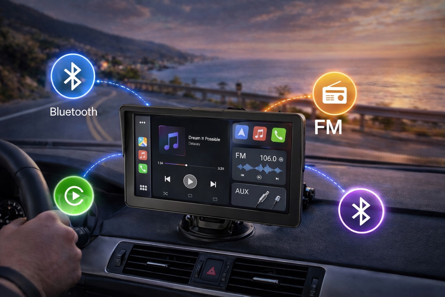 Monitor samochodowy 7" CarPlay Android Auto X5300 kamera cofania BT WiFi