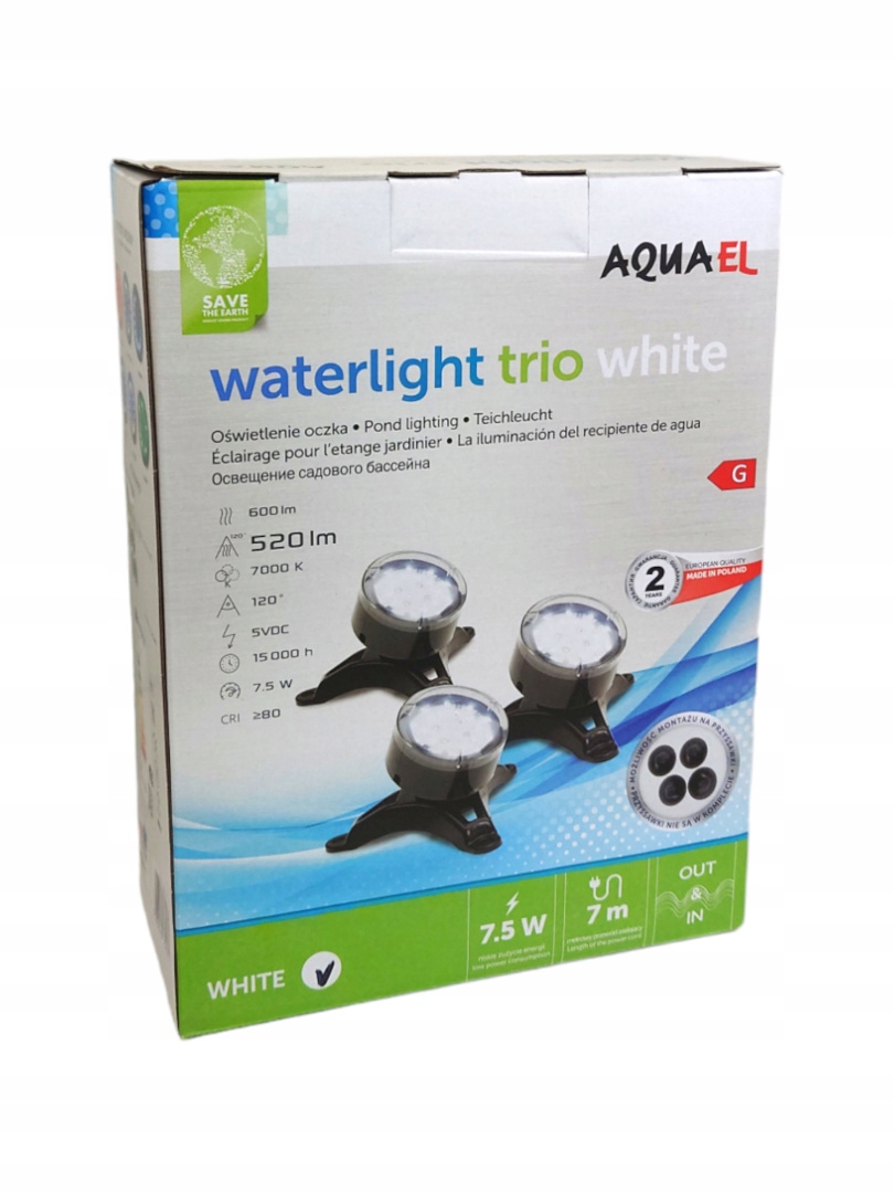 Aquael WaterLight Trio White białe oświetlenie Led do oczka 7000K Kod producenta 124764