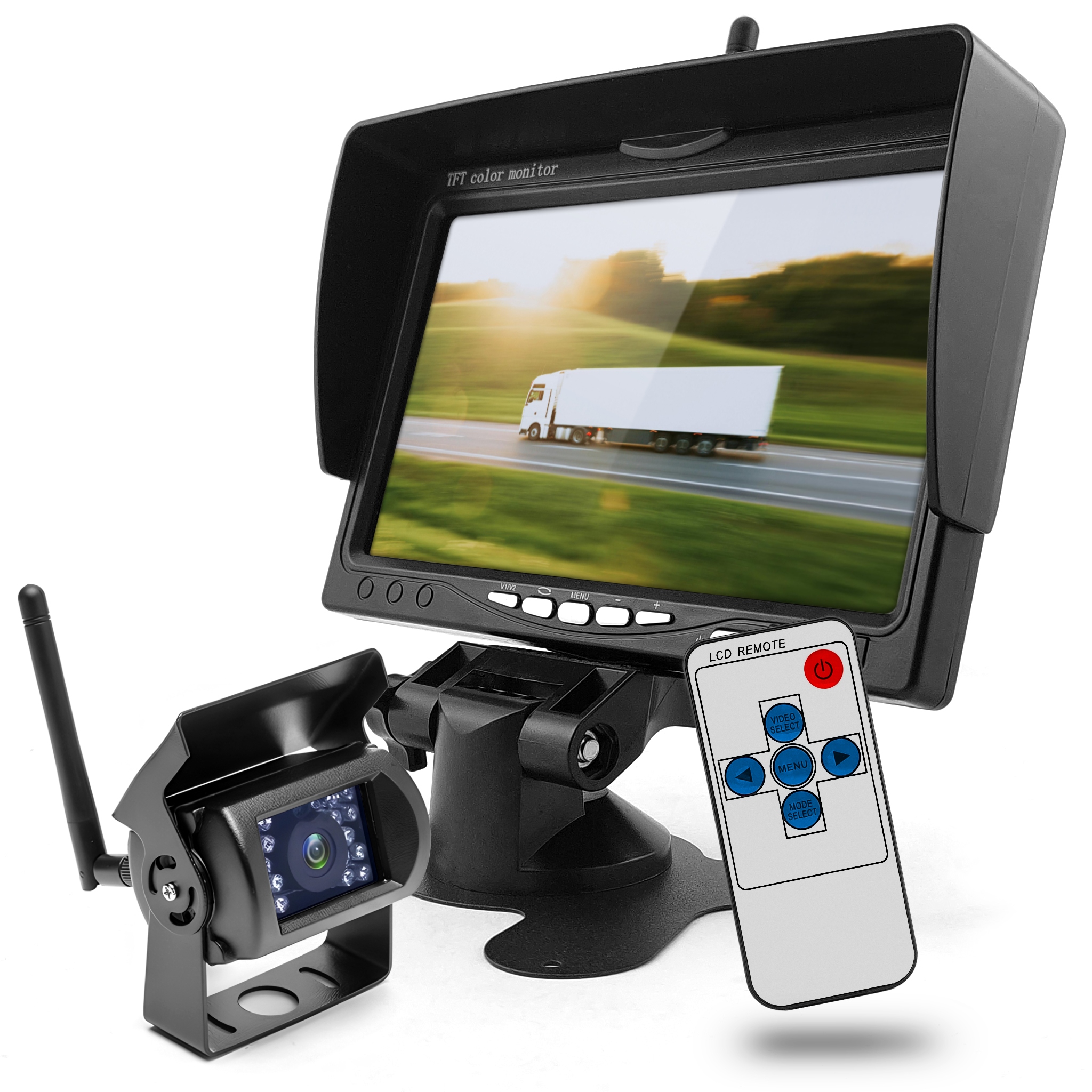 Bezdrôtový 7" monitor na podporu cúvania, sada s kamerou, optika Sony