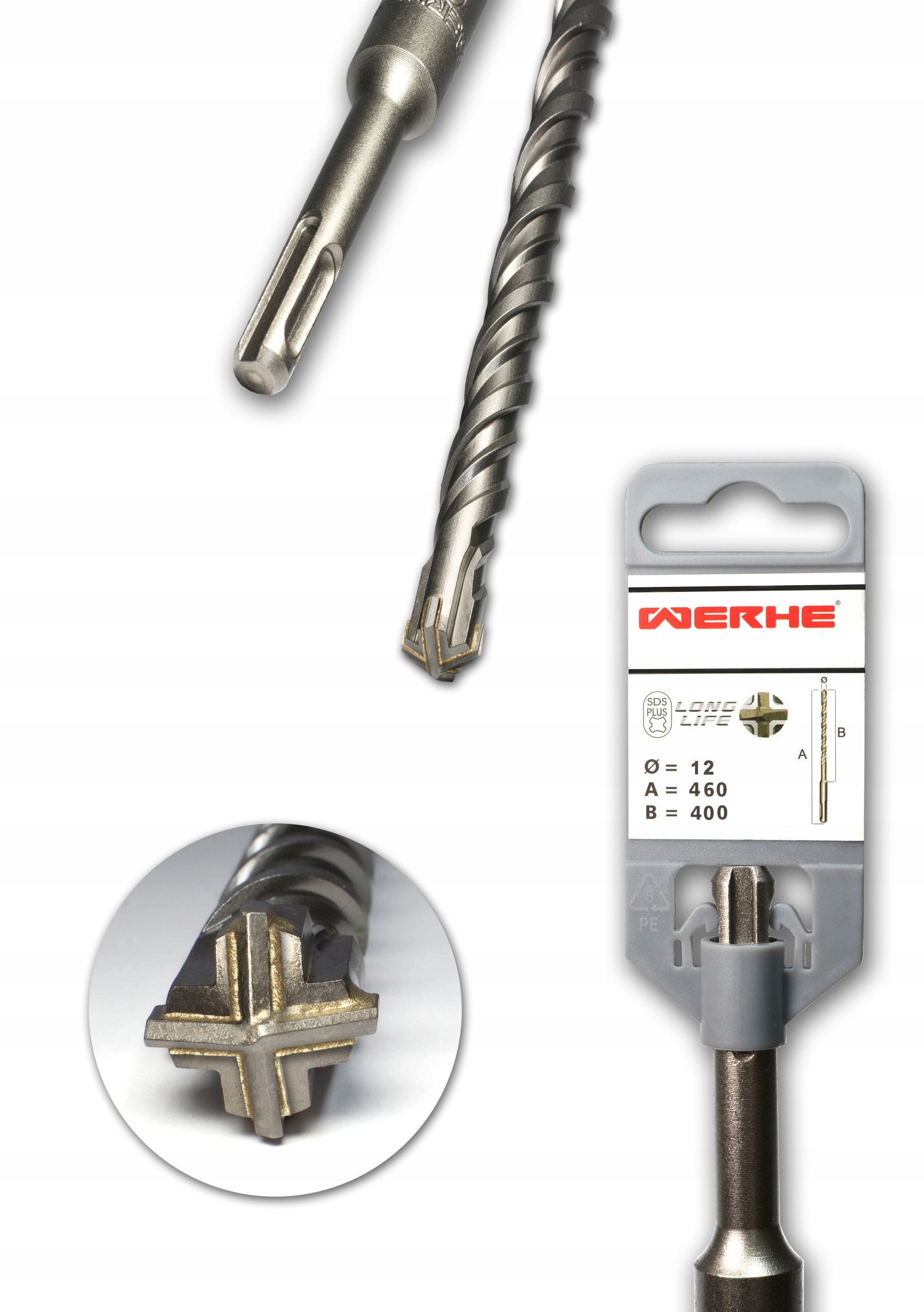

Wiertło do Betonu krzyżowe Sds Plus 12x460mm Werhe