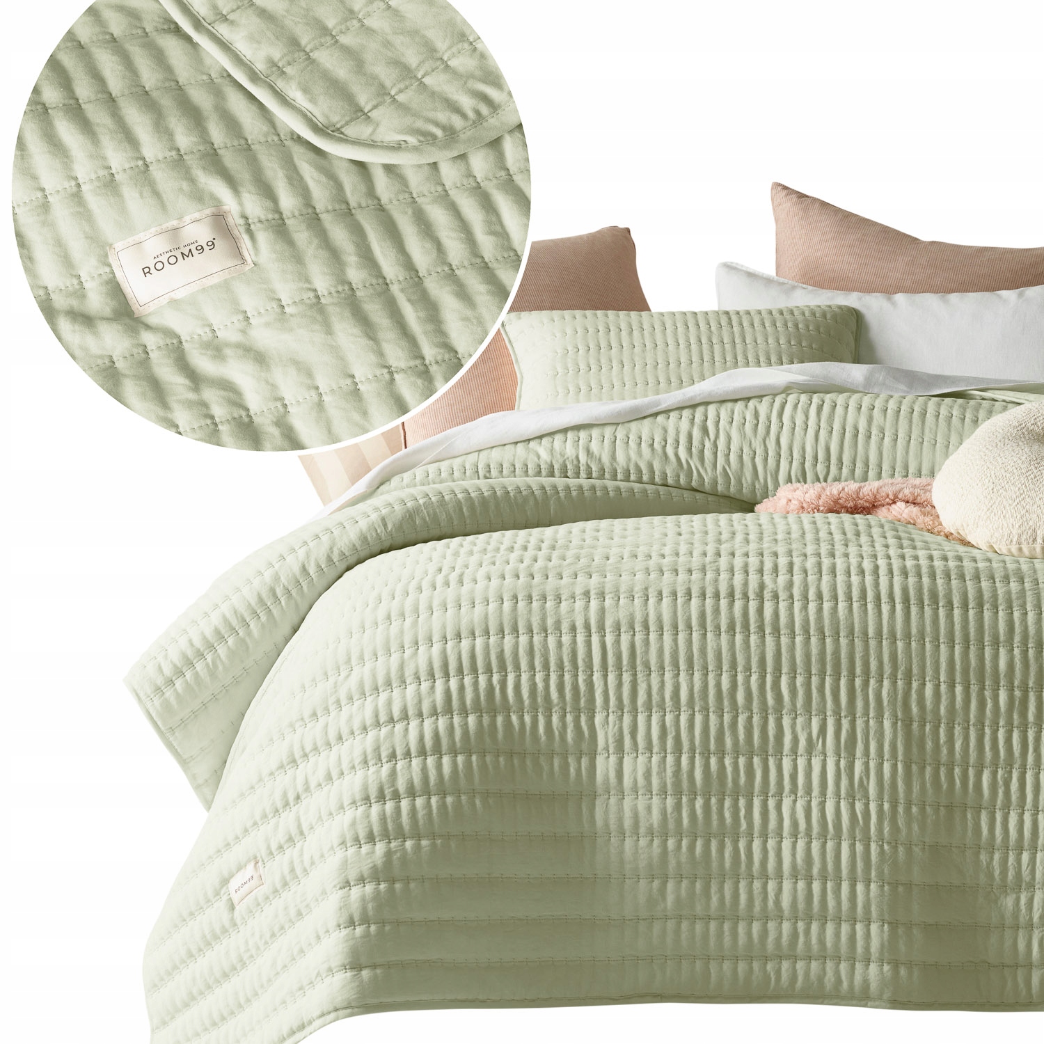 ROOM99 Přehoz na postel 200x220 zeleň matcha do ložnice Premium deka Mùse