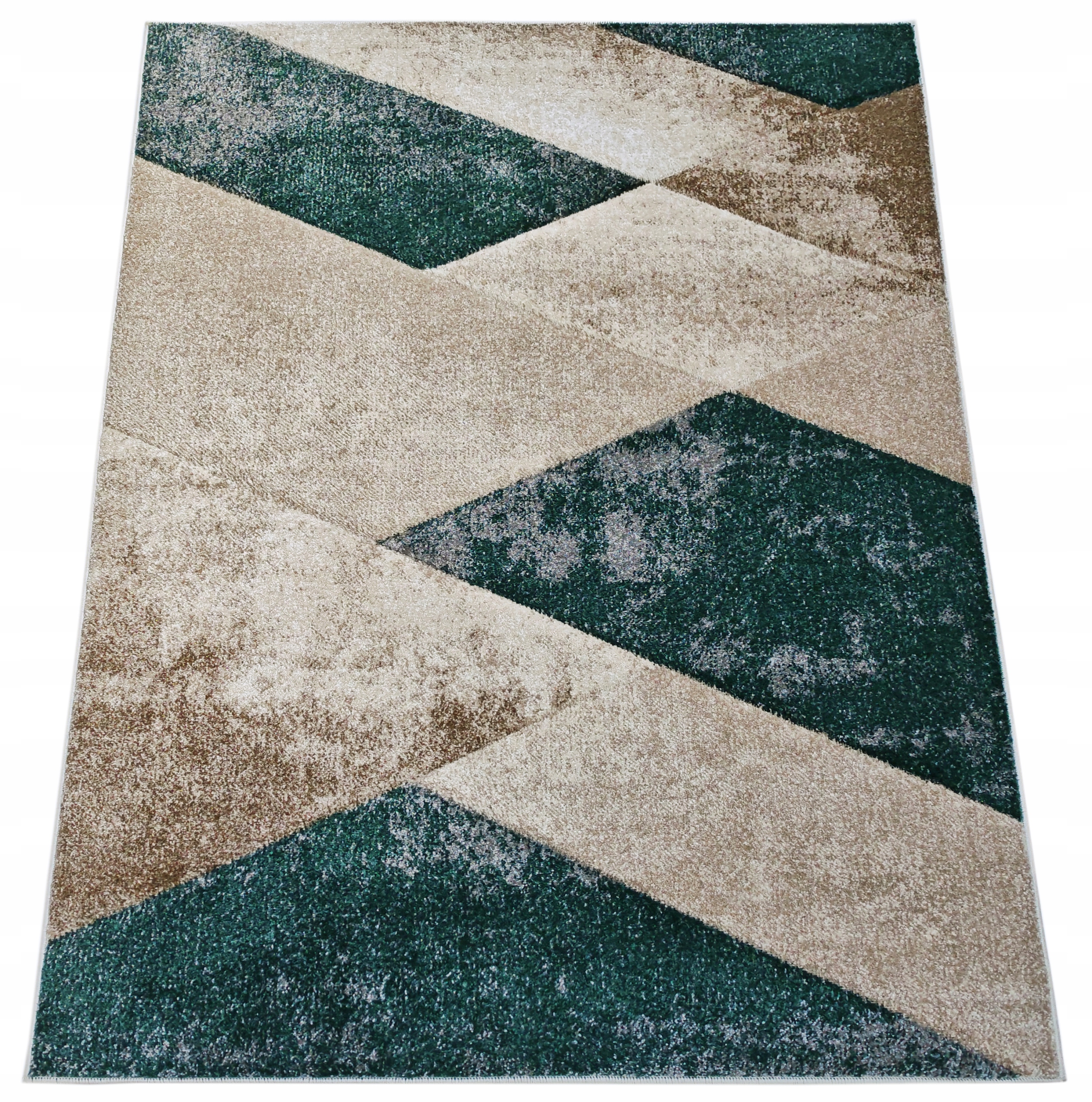 Koberec 100x150 Béžová Fľaša Zelená Hnedá Moderná Geometrická Obývacia Izba