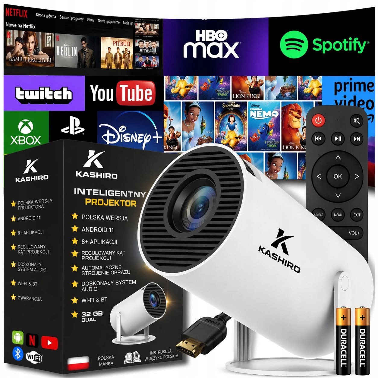 Projektor LED LERTZ HY 300 PRO + biały