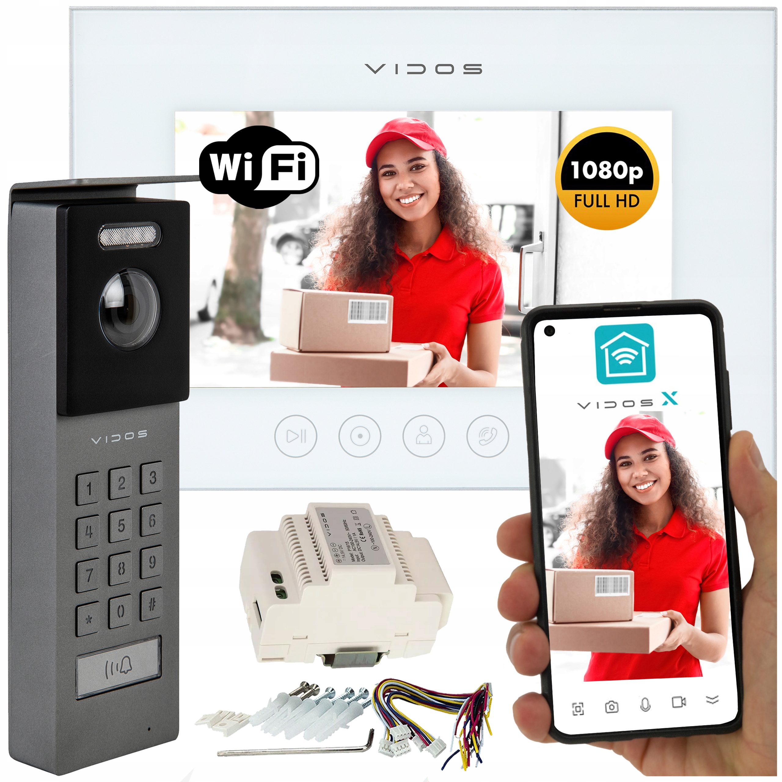 Zestaw wideodomofon WiFi M11W-X + S12D VIDOS X Aplikacja Android IOSc