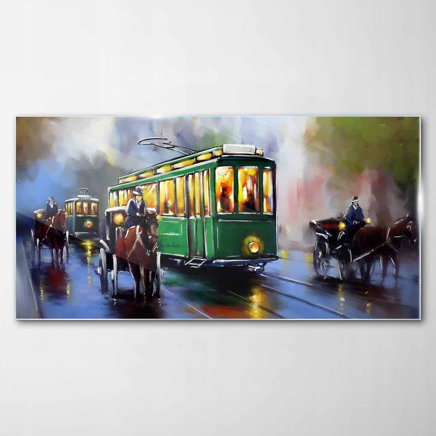 

Hartowany Obraz Szklany Pociąg Konie Ludzie 120x60